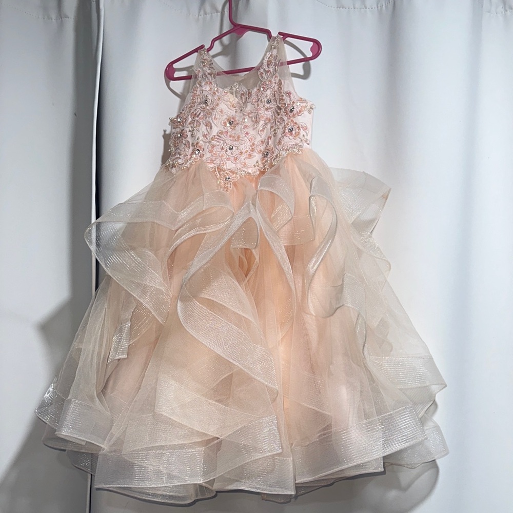 Tip Top Kids Blush Pink Tulle Dress with Satin Lining